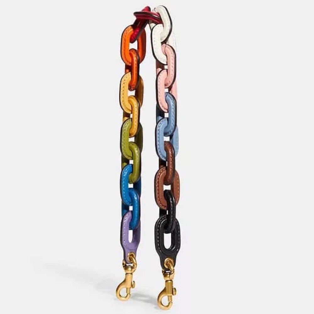 SOLD - Coach Leather Wrapped Rainbow Chain - New